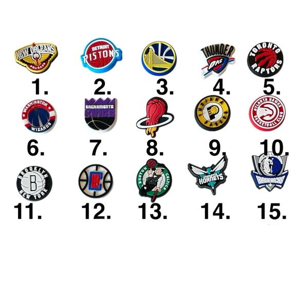 NEW Basketball Sports Team SHOE CHARMS for Crocs Shoes Bags PICK 1 Your Team - Picture 1 of 16